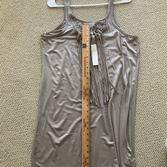 NWT Trina Turk Althea Tank Dress Gray Fringe Tassel Boho Western Cowgirl Macrame - Picture 8 of 12